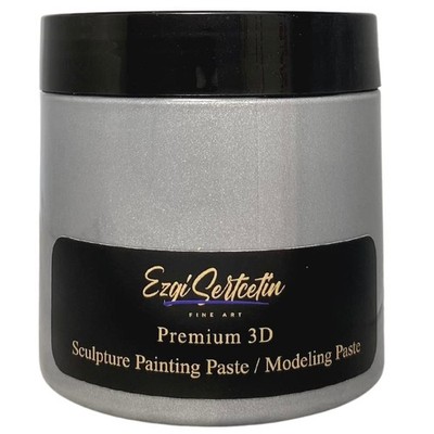 3D Sculpture Painting Paste 6oz Metallic Silver, Ready-to-Use Decorative Texture