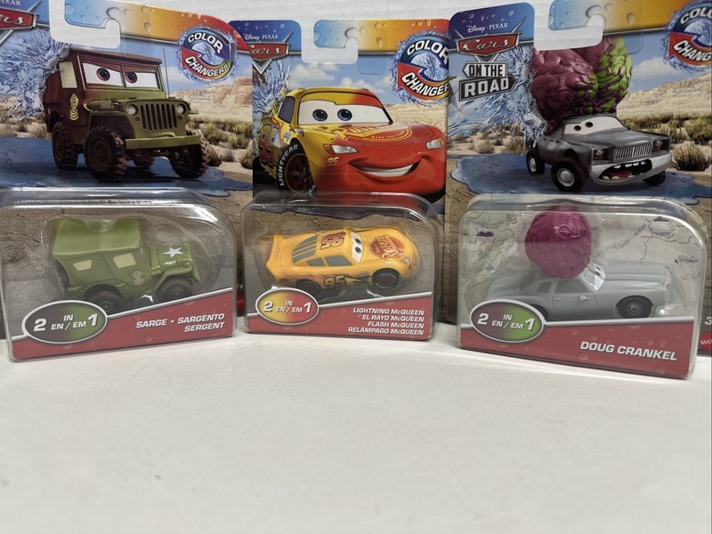 Disney Pixar Cars Color Changer- Doug Crankel, Sarge & Lightning McQueen