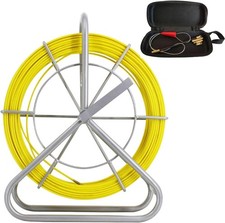 3/16" 350FT Cable Duct Rodder Steel Reel Stand with Brake Fiberglass Fish Tape C