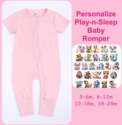 Unisex Baby Romper Bodysuit Cotton Short Sleeve Double Zip Heat Transfer 4 Sizes