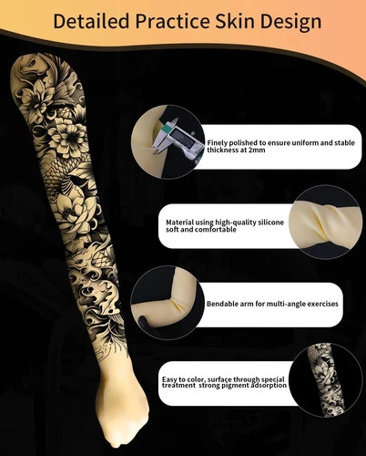 Tattoo Practice Fake Skin Arm Full Arm Easy Ink Absorption Training Model - product listing photo