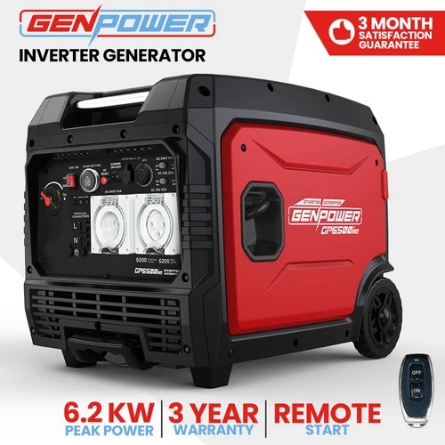 GENPOWER 6.2kW Peak 6.0kW Inverter Generator Push Button & Remote Start Portable - Picture 1 of 10