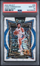Cade Cunningham 2024-25 Panini Select Concourse #65 White Wave Prizm /99 PSA 10