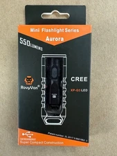 Royvon Aurora A3 550 Lumen keychain flashlight Gun metal. Cree LED