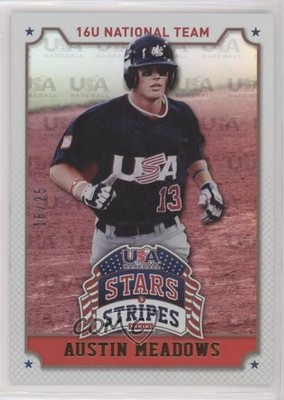 2015 Panini Stars and Stripes Longevity Team Logo Gold 16/25 Austin Meadows 6e0