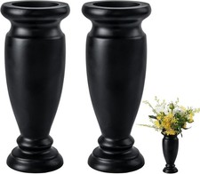 Cemetery Vase, Resin Grave Vase Memorial Flowers Vases 2Pcs, Black