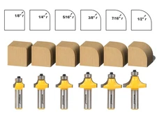 6 Bit Round Over Edge Forming Router Bit Set - 1/2" Shank - Yonico 13622