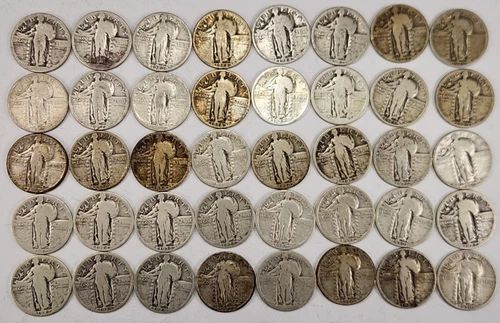 Silver Standing Liberty Quarters Full Roll (40)  90% Silver Mixed Dates