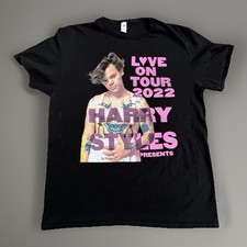 Harry Styles Love On Tour 2022 Concert Tee Shirt Large Black Pink Double Sided
