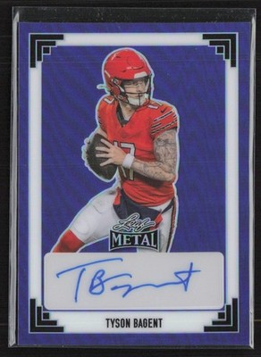 Tyson Bagent 2024 Leaf Metal 1991 Purple Auto /8 #91A-TB2 Chicago Bears