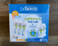 DR. BROWN'S Options Anti-Colic Wide Neck Feeding Set Baby Bottles NEW 5 Bottles