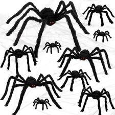 10 PCS Halloween Spider Decor, Assorted Sizes Realistic Hairy Scary Spiders
