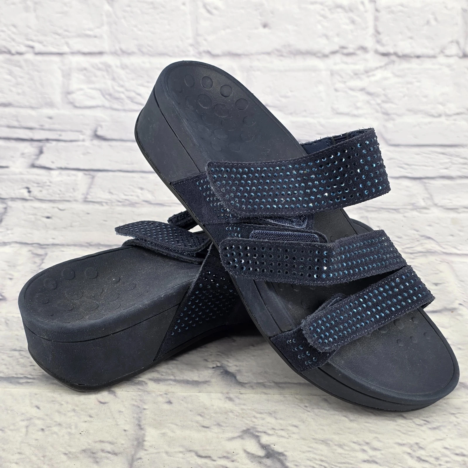 NIKE Sandali da donna Vionic Alexis Navy Sparkle US 7 scarpe comode ortopediche