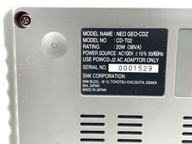 Neo Geo CDZ CD-T02 Console with Mini Controller & power cable SNK Tested