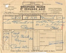 1937 GROUPAGES FRANCE ETS EDOUARD AGET IN PARIS - M. FOUCAULD A COGNAC