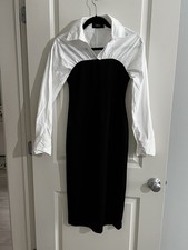 Cider Women's Black and White Collared A-Line Dress Size S Long Sleeve