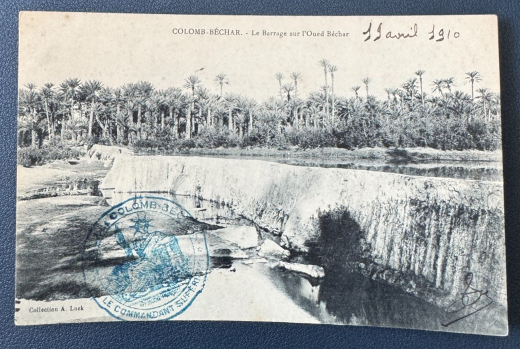 CPA - MARRUECOS - COLOMB-BECHAR - La Presa Sobre El Oued Bechar - Sello Militar