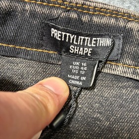 PrettyLittleThing Shape Brown Denim Lace Up Front Corset Top Womens Sz.12