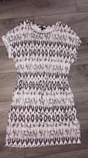 Hilary Radley Size Medium White & Gray Aztec Dress Elastic Waist W Drawstrings 