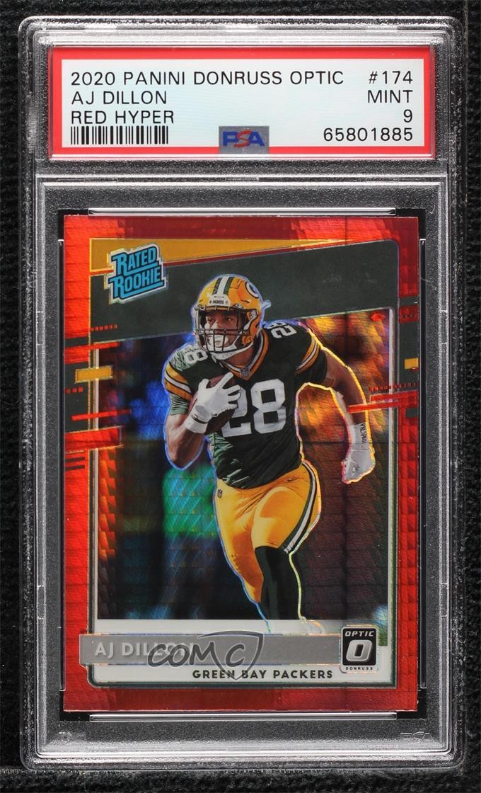 2020 Panini Donruss Optic Rated Rookies Red Hyper Prizm AJ Dillon PSA 9 MINT 2l4