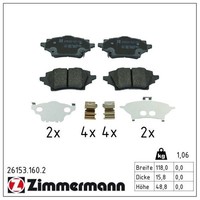 Zimmermann BremsbelÄGe Bremsbelagsatz Hinten Toyota C-HR Corolla Yaris Suzuki