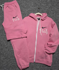 Nike Men's 2pc Fleece Sweatsuit Full-Zip Hoodie Jogger Pants G Pink Logo