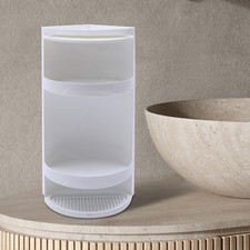Bathroom Storage Rack Organizer White Corner Shelf 360 Rotating Triangle Holder