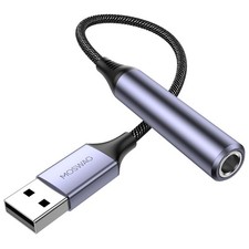 MOSWAG USB to 1/4 Jack Audio Adapter, 6.35mm 10 Inch/25 CM, Black