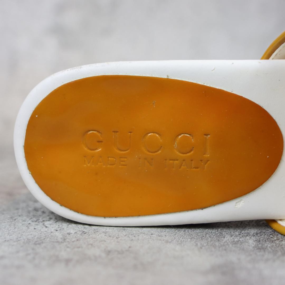 GUCCI Sandals Mule Interlocking G EU 35.5 US 5.5 Suede Light Yellow White Brown thumbnail 8