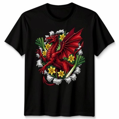Herren Damen St Davids Day walisische Flagge zerrissen Fitnessstudio Wales Kleidung