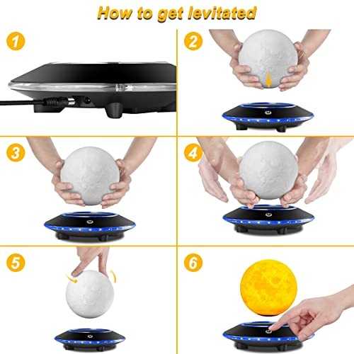 Levitating Moon Lamp,Floating and Spinning in Air Freely 16 Colors 20 - Picture 2 of 5