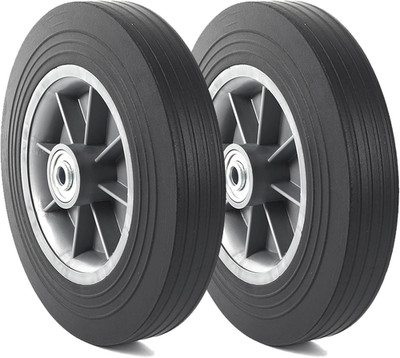 AR-PRO 2 Pack 10in Flat Free Solid Rubber Tire Wheel Replacement Set