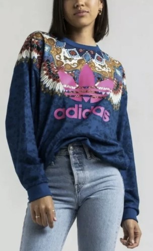 Adidas x Farm XS Womens Sweater Borbomix Blue Sweatshirt DEADSTOCK Butterflies - 第 5/10 張圖片