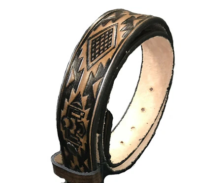 Native Indian Thunderbird Design Handmade Men Leather Belt Size 30-52 - Image 1 of 4