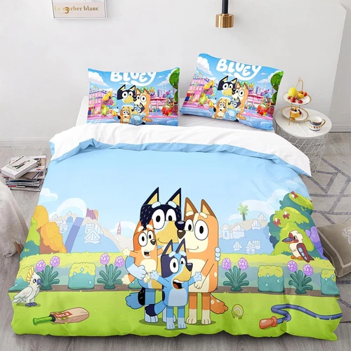 Bluey Funda Nórdica Caricatura 200x200 Funda de Almohada 80x80CM Juego de Ropa de Cama Infantil DE - Imagen 2 de 27