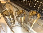 3 VTG Cera Atlas Old World Map Highball Glass Gold Carat Etched Beer Tumbler Set — photo 3
