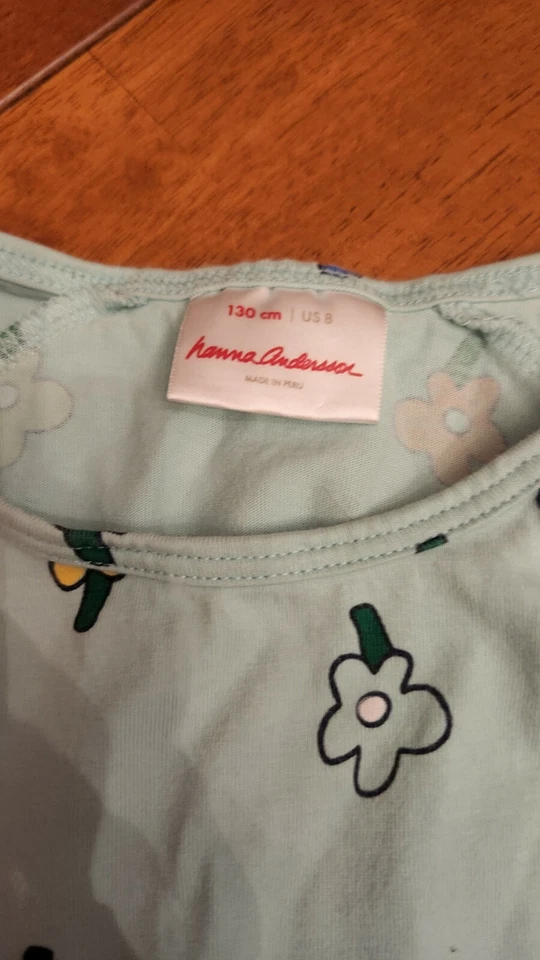 Hanna Andersson size 130 cm size 8 green flower top girls - Image 2 of 2