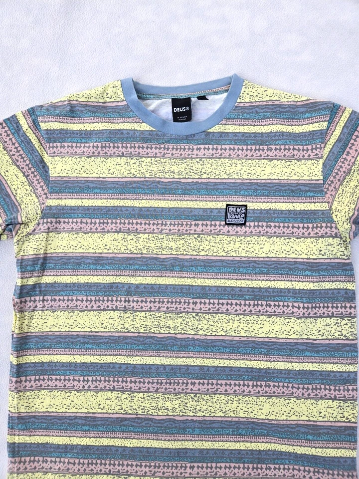 Deus Ex Machina Shirt Mens Size M Sunrise Tee Striped Lemon Logo Adults Cotton - Image 3 of 4