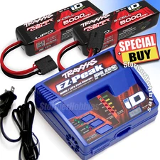 2 Traxxas 2832x 5000mAh 11.1v 3S 25C LiPo batterys AND a 2970 EZ-Peak Charger