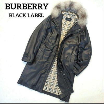 Burberry Black Label Jacke Schwarz Nova Check Leder Herren Größe L