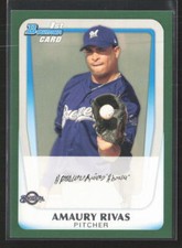 2011 Bowman #BP27 Amaury Rivas Prospects Green #/450 Milwaukee Brewers (JT)