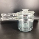 Vintage Pyrex Flameware Glass Double Boiler Stove Top Cooking Pot 6283 1.5/2 qt