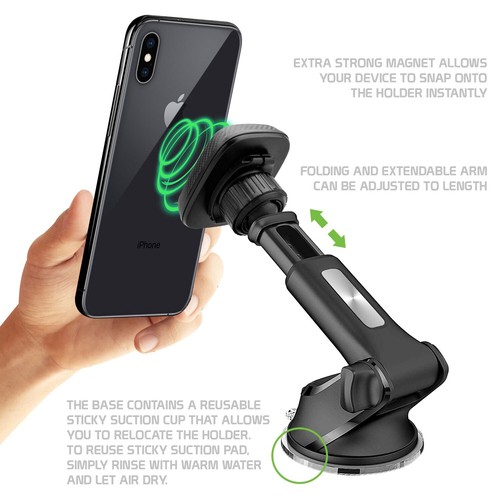 Cellet Magnetic Car Dashboard/Windshield Phone Mount with Telescoping Arm - Picture 3 of 11