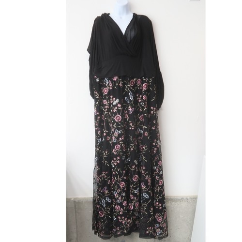 Jupe Longue Maxi En Velours - Susan Graver - Taille 3X - Imprimé Floral Et Paisley Marron - Style Boho Whimsigoth - Occasion Très Bon état