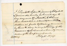 William W Tanner Elizabeth Smith letter 1874 Signed Columbia Co Orphans Court