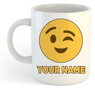 Personalisierte Emoji-Tasse mit Gesicht - Zwinkern - - Fügen Sie Ihren Namen hinzu