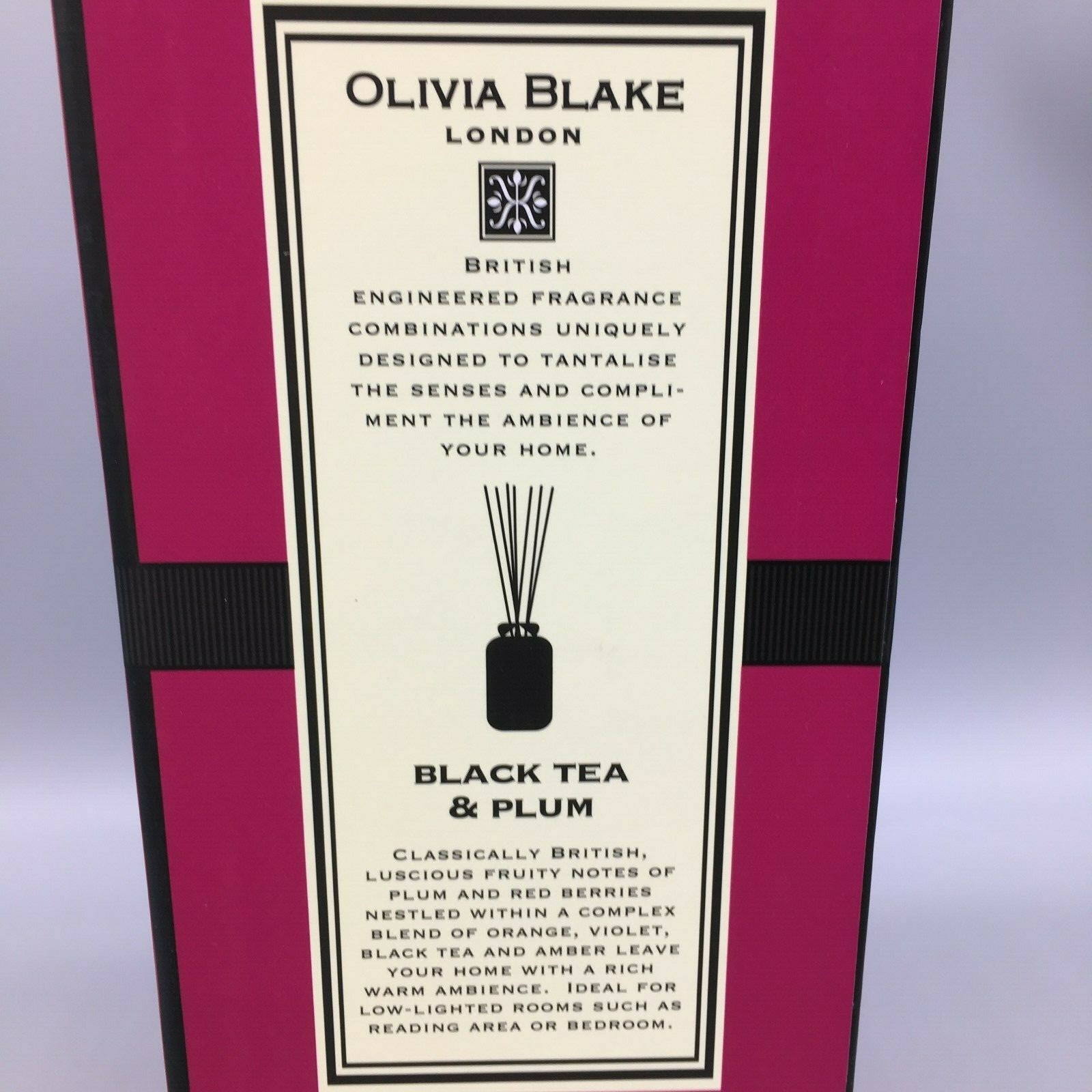 Olivia Blake London Fragranced Reed Diffuser Black Tea & Plum 100 ml 3.