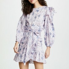 555 ISABEL MARANT ETOILE Telicia Floral Printed Linen Ruffle Belted Wrap Dress