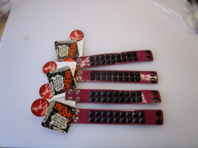 (4) HOT PINK WRIST BANDS BRACELETS VIRGIN ATLANTIC PROMOTIONAL Rock Gothic Punk