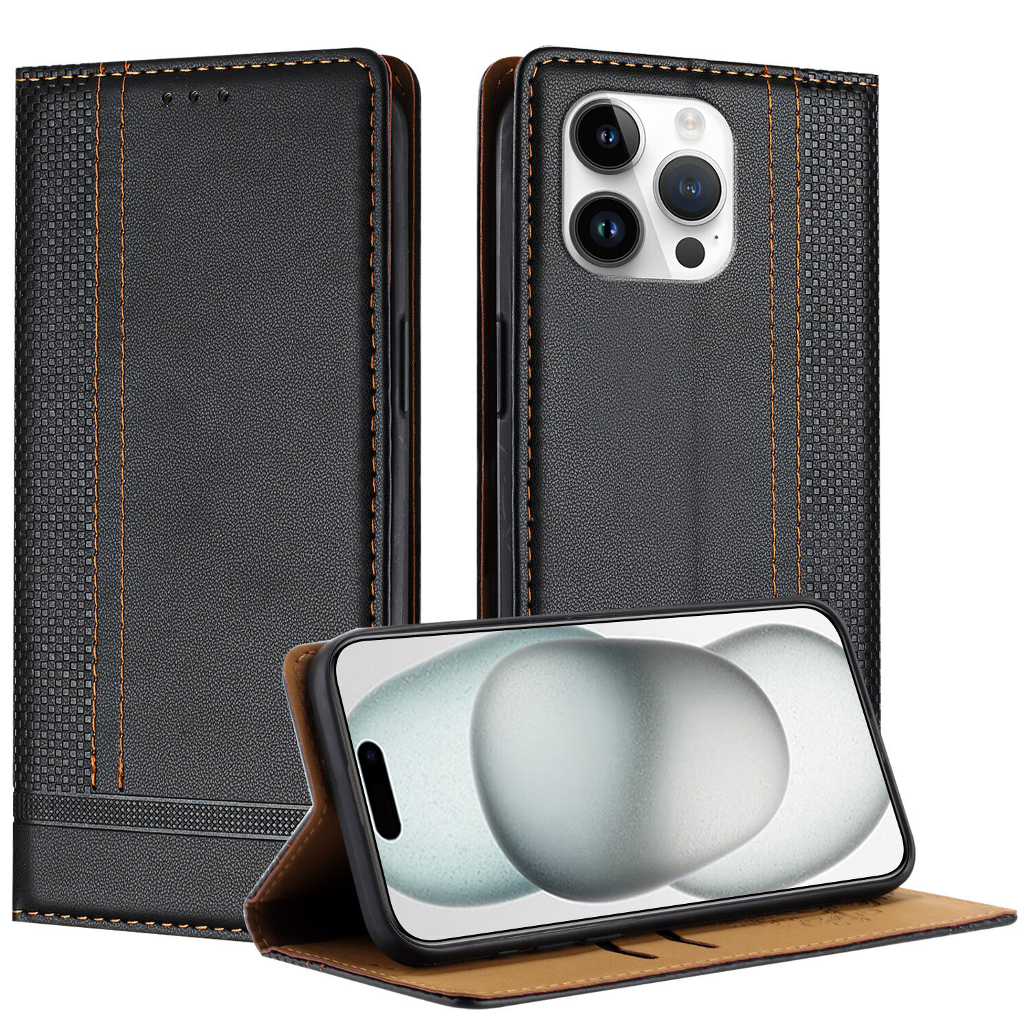 Busines Flip open Leather Magnetic Cell Phone Case Credit Bank Card ...